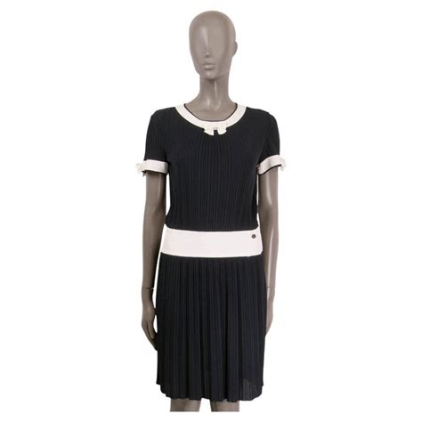 chanel white cocktail dress|Chanel pleated dress.